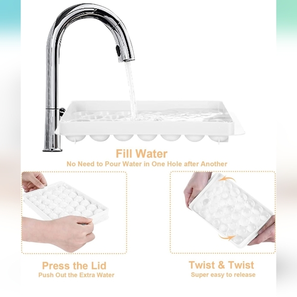 Round Ice Cube Tray set and holder with ice scooper - Picture 2 of 7